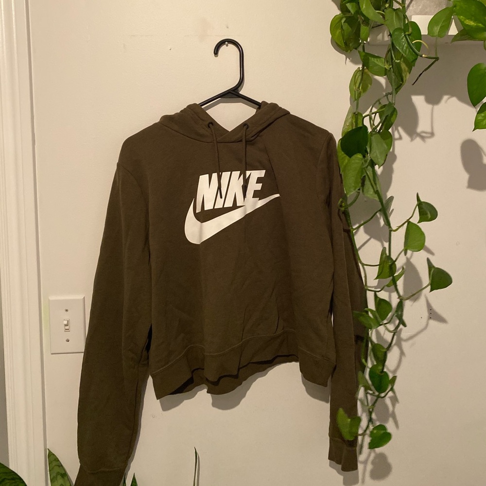 Green Nike cropped sweater